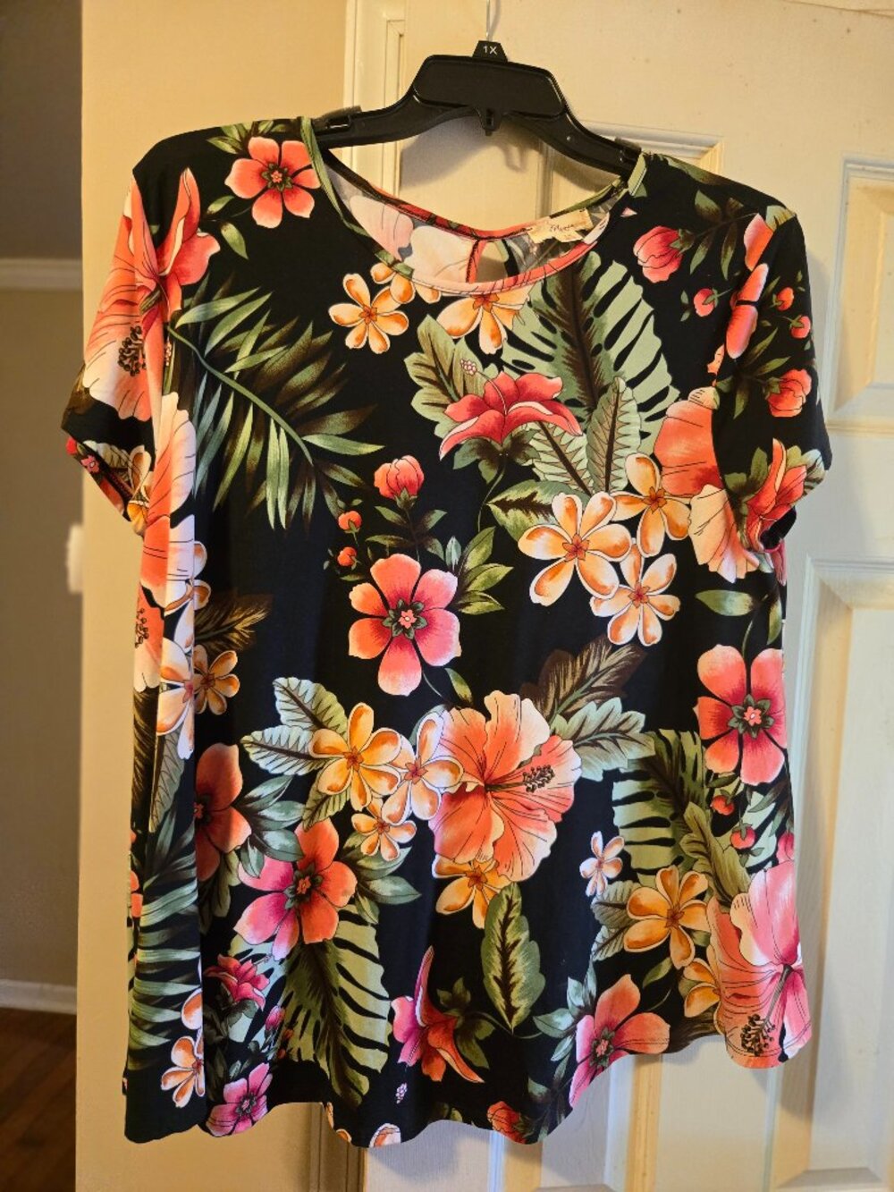 Misia 1 XL black floral top, great piece for spring/summer